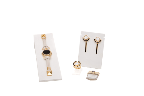 Conjunto Ônix e Madre pérola geométricos