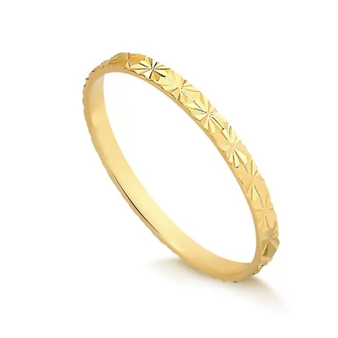 Aliança reta 2,00mm diamantada ouro