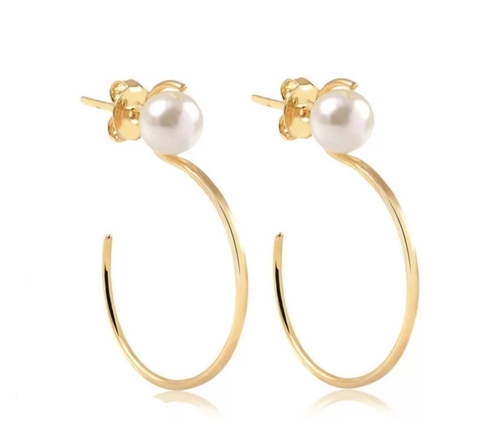 Brinco Pérola Argola Ouro