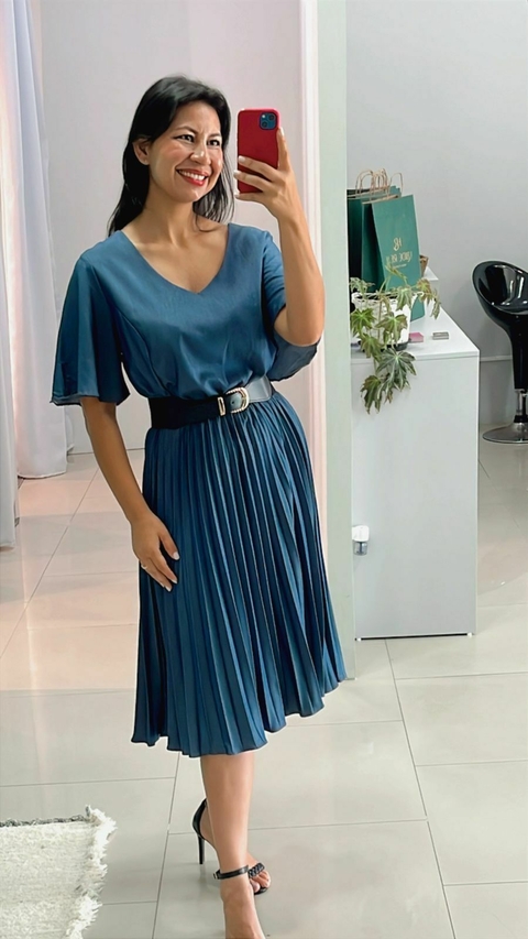 VESTIDO MIDI PLISSADO