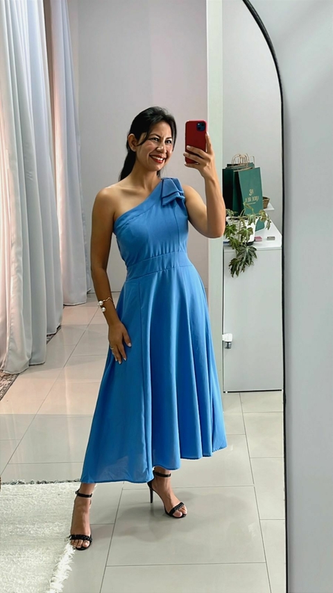 VESTIDO NULA MANGA AZUL