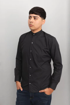 Camisa slim fit lisa cuello mao en internet