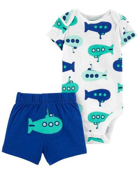 Carter´S Set 2 Piezas Body Manga Corta Short Submarino