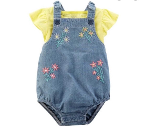 ENTERITO DE JEANS BORDADO MAS REMERA