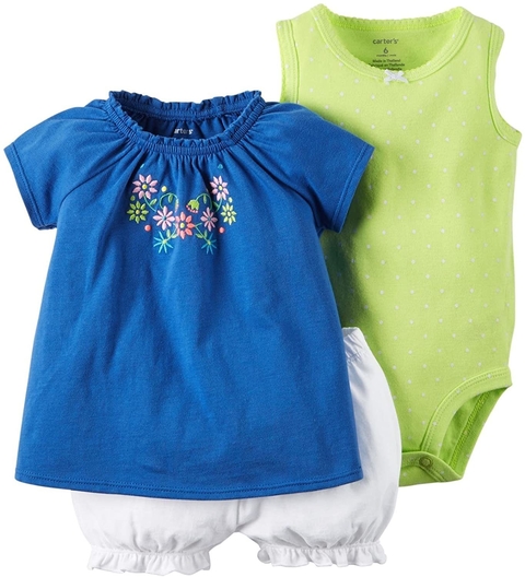 SET DE 3 PIEZAS BODY/REMERA Y SHORT