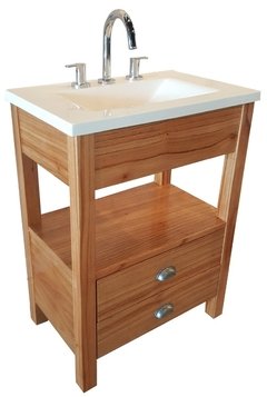 Vanitory 52 cm de ancho color miel con 2 cajones fichero