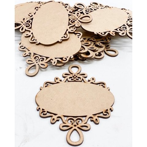 Moldura lisa oval trabalhada Luxo provençal para mandala de portas lembrancinhas em geral 15x11 madeira mdf