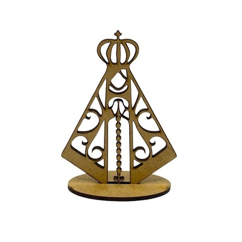 NOSSA SENHORA APARECIDA ENFEITE DE MESA COM SUPORTE LEMBRACINHAS MADEIRA MDF
