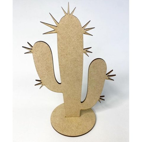 Enfeite de mesa Cacto Cactus 20 cm madeira mdf com suporte base