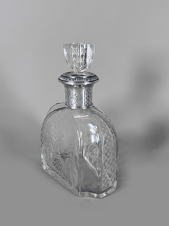 Botellón en cristal tallado Francés y cuello en metal plateado - comprar online