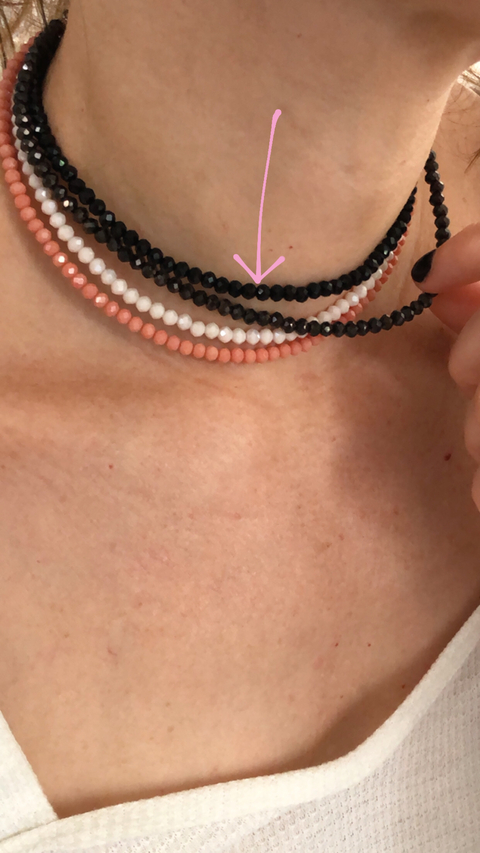 COLLAR CRYSTAL NEGRO, 36cms de largo + 5cms de extensión