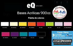 COMBO 6 BASES ACRILICA EQ ART & CRAFT 900 CC - podes elegir colores - PRECIO COMBO - 3 CUOTAS SIN INTERES - DESCUENTOS PAGO EFECTIVO, DEBITO Y CREDITO EN UN PAGO en internet