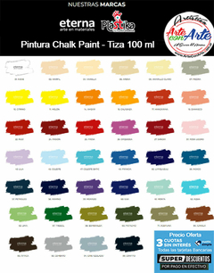 COMBO 12 PINTURA A LA TIZA - CHALK PAINT ETERNA 100 ml G1 colores comunes a elección - PRECIO COMBO - 3 CUOTAS SIN INTERES - DESCUENTOS PAGO EFECTIVO, DEBITO Y CREDITO EN UN PAGO - comprar online