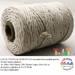 CORDON ALGODON MACRAME 7/40 DE 3 MM 200 MT - comprar online