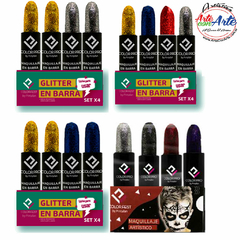 MAQUILLAJE ARTISTICO SET 4 BARRA GLITTER 4 GRS C.748 --- 3 CUOTAS SIN INTERES - DESCUENTOS PAGO EFECTIVO, DEBITO Y CREDITO EN UN PAGO