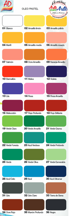 OLEO PASTEL AD - VER CARTA DE COLORES - PRECIO UNITARIO - 3 CUOTAS SIN INTERES - DESCUENTOS POR PAGO EFECTIVO, DEBITO Y CREDITO EN UN PAGO - comprar online