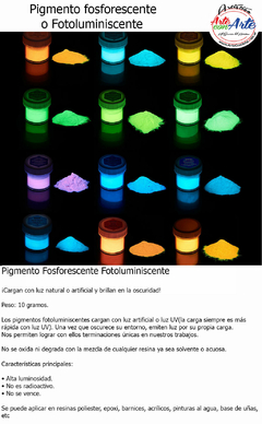 COLORANTE RESINA FOSFORESCENTE O FOTOLUMINISCENTE 10 GRS - comprar online