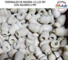TERMINALES DE MADERA 12 x 22 MM CON AGUJERO 6 MM x 100U. - comprar online