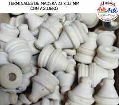 TERMINALES DE MADERA 23 x 32 MM CON AGUJERO 10MM X 100UNID. - comprar online