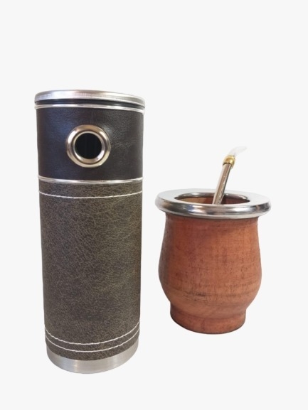 Combo Yerbero con filtro + Mate de madera + bombilla +