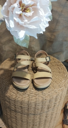 Sandalias Bonnie cuero camel - Navajo Leather Designs