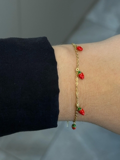 Pulsera Frutilla Plata Gold en internet