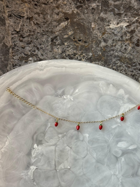 Pulsera Frutilla Plata Gold