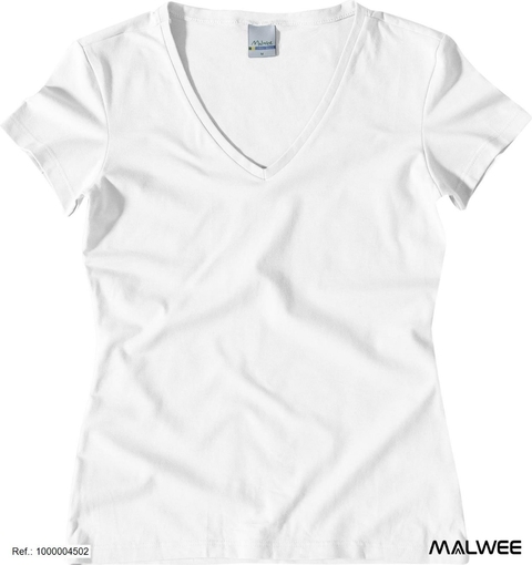Blusa Feminina Malwee Básica Gola V 1000004502 Branco/Preto/Cinza/Rosa/Rosa Claro/Azul
