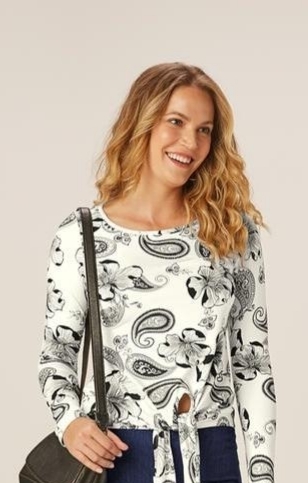 Blusa Feminina Malwee Com Estampas 1000078746 Branco/Telha/Preto