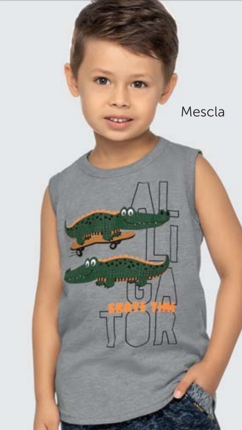 Regata Infantil Menino Angerô Estampa Placa 21212 Mescla 03