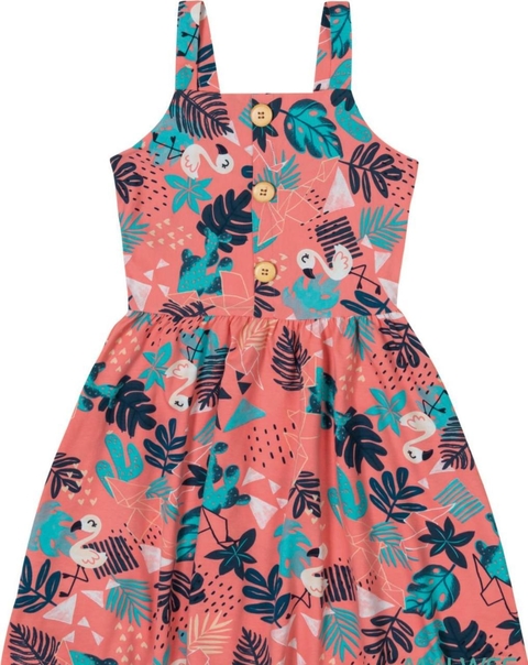 Vestido Infantil Malwee Curto 1000084127 Rosa Estampado