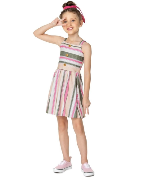 Vestido Infantil Malwee Curto 1000084127 Laranja/Rosa/Verde/Nude