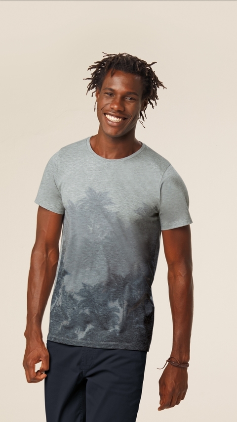 Camiseta Masculina Malwee 1000086009 Cinza Estampado