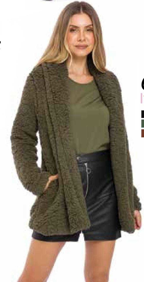Casaco Feminino Infinitto Teddy Apeluciado Lady 65681 Verde/Preto