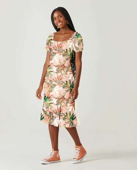 Vestido Malwee Estampado Midi MC 100123 Rosa M