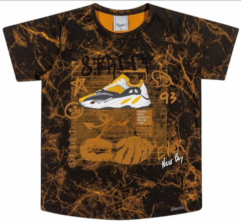 Camiseta Infantil Masculino Angerô Malha Estonada 21277 Rusty/Menta/Paradise