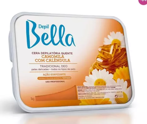 CERA DEPILATÓRIA QUENTE DEPIL BELLA - CAMOMILA COM CALÊNDULA 1KG