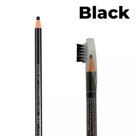 LÁPIS DE SOBRANCELHA PRETO COM ESCOVINHA NO.9 SUPER FINO 2mm