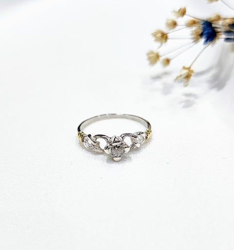 Anillo solitario plata y oro 18kl