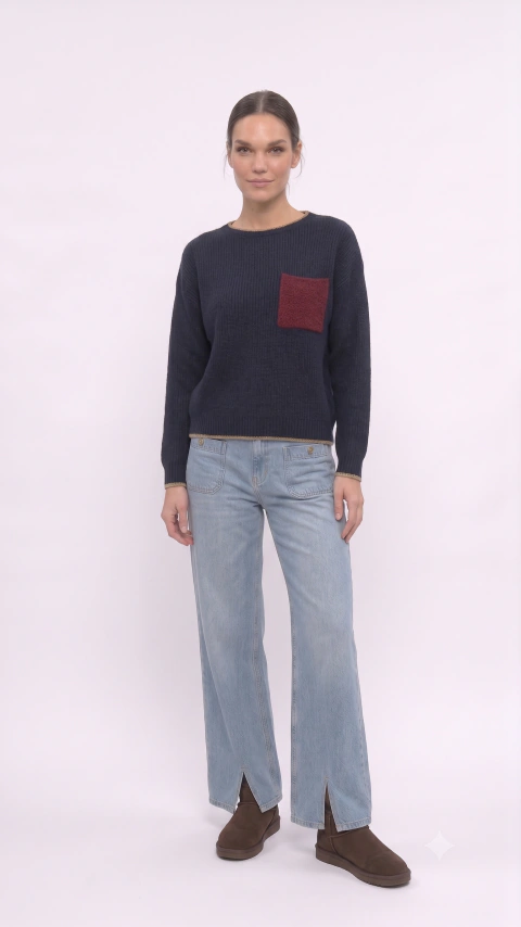 Sweater de Punto con Bolsillo