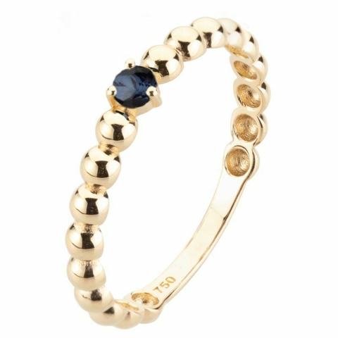 Anel Bolinhas com Safira