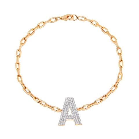 Pulseira Elos com Letra Pavê