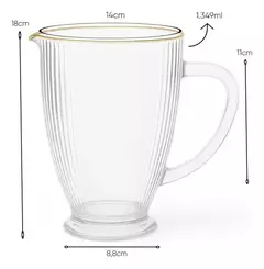 Jarra De Vidro C/ Borda Dourada - 1.349 ml - Nath Decor