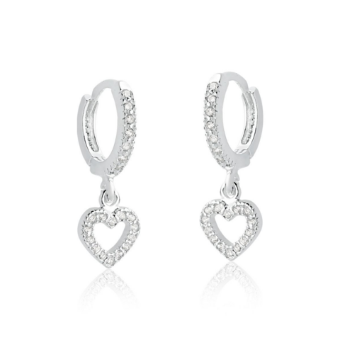 BRINCO ARGOLA CLICK PINGENTE CORAÇÃO BRILHANTES