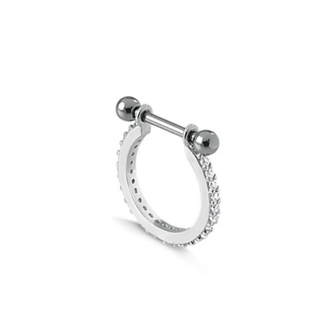 PIERCING ARGOLA CONCH ZIRCÔNIAS ESGRIFADAS PRATA E AÇO