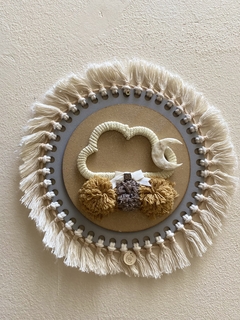 Colgante nube, luna y pompones. - tienda online