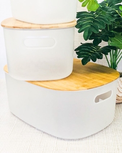 CAJA TRANSPARENTE CON TAPA BAMBÚ M - comprar online