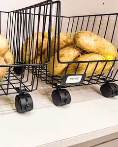 CANASTO METÁLICO CON RUEDAS NEGRO - comprar online