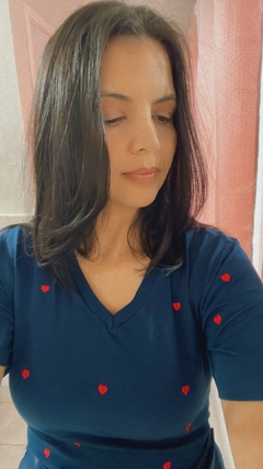 Tshirt Azul Corações