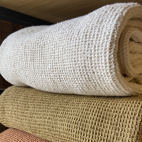 Manta Waffle Orquidea Natural